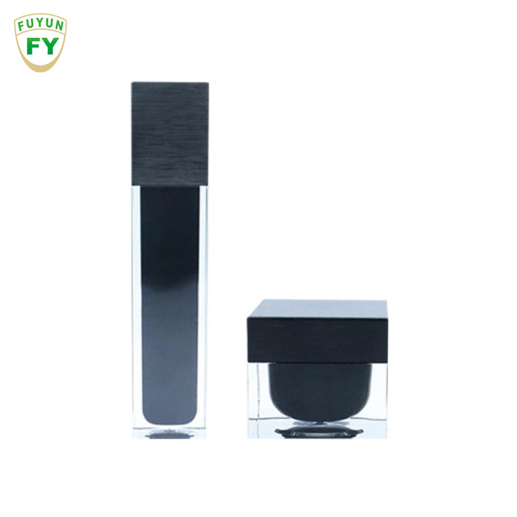Fuyun 15ml / 30ml / 60ml / 100ml / 120ml / 15g / 30g / 50g / 100g Màu đen trong suốt hình chữ nhật hình chữ nhật chai nhựa acrylic đôi tường