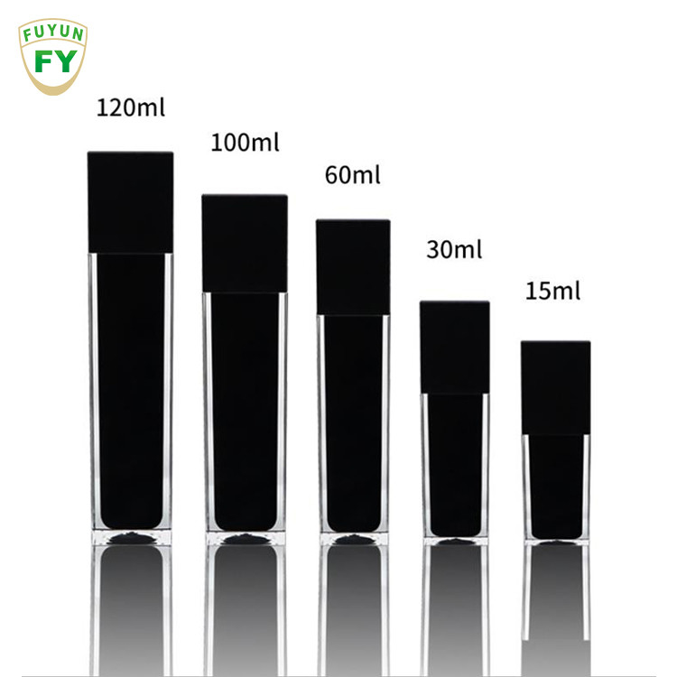 Fuyun 15ml / 30ml / 60ml / 100ml / 120ml / 15g / 30g / 50g / 100g Màu đen trong suốt hình chữ nhật hình chữ nhật chai nhựa acrylic đôi tường