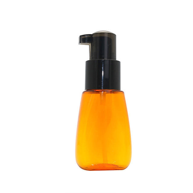 80ml 2,5oz Chai đựng dầu tóc bằng nhựa PET rỗng có bơm kem dưỡng da màu cam