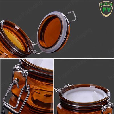 Lưu trữ cấp thực phẩm Bình chứa hổ phách / Hũ có khóa kẹp cho tủ bếp quán cà phê