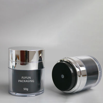 50ml Kem dưỡng ẩm màu đen trắng Hũ nhũ tương bơm không khí có nắp Bao bì hút chân không mỹ phẩm