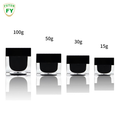 Fuyun 15ml / 30ml / 60ml / 100ml / 120ml / 15g / 30g / 50g / 100g Màu đen trong suốt hình chữ nhật hình chữ nhật chai nhựa acrylic đôi tường