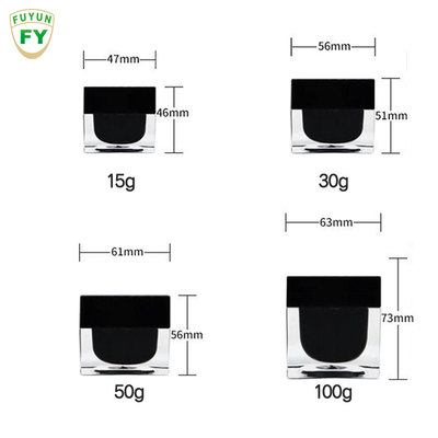 Fuyun 15ml / 30ml / 60ml / 100ml / 120ml / 15g / 30g / 50g / 100g Màu đen trong suốt hình chữ nhật hình chữ nhật chai nhựa acrylic đôi tường