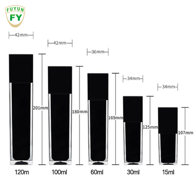 Fuyun 15ml / 30ml / 60ml / 100ml / 120ml / 15g / 30g / 50g / 100g Màu đen trong suốt hình chữ nhật hình chữ nhật chai nhựa acrylic đôi tường