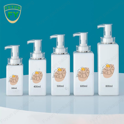 Clear White Square Shampoo Pump Dispenser Chai 300ml 400ml 600ml 800ml